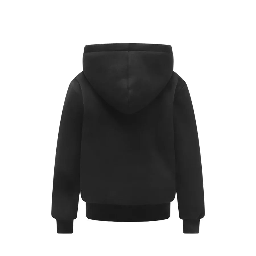 Kids Lined Zip-Up Hoodie with Plush-Textured Interior, Hood and Front Pockets, Boys and Girls Fall Winter Jacket for Everyday Layering