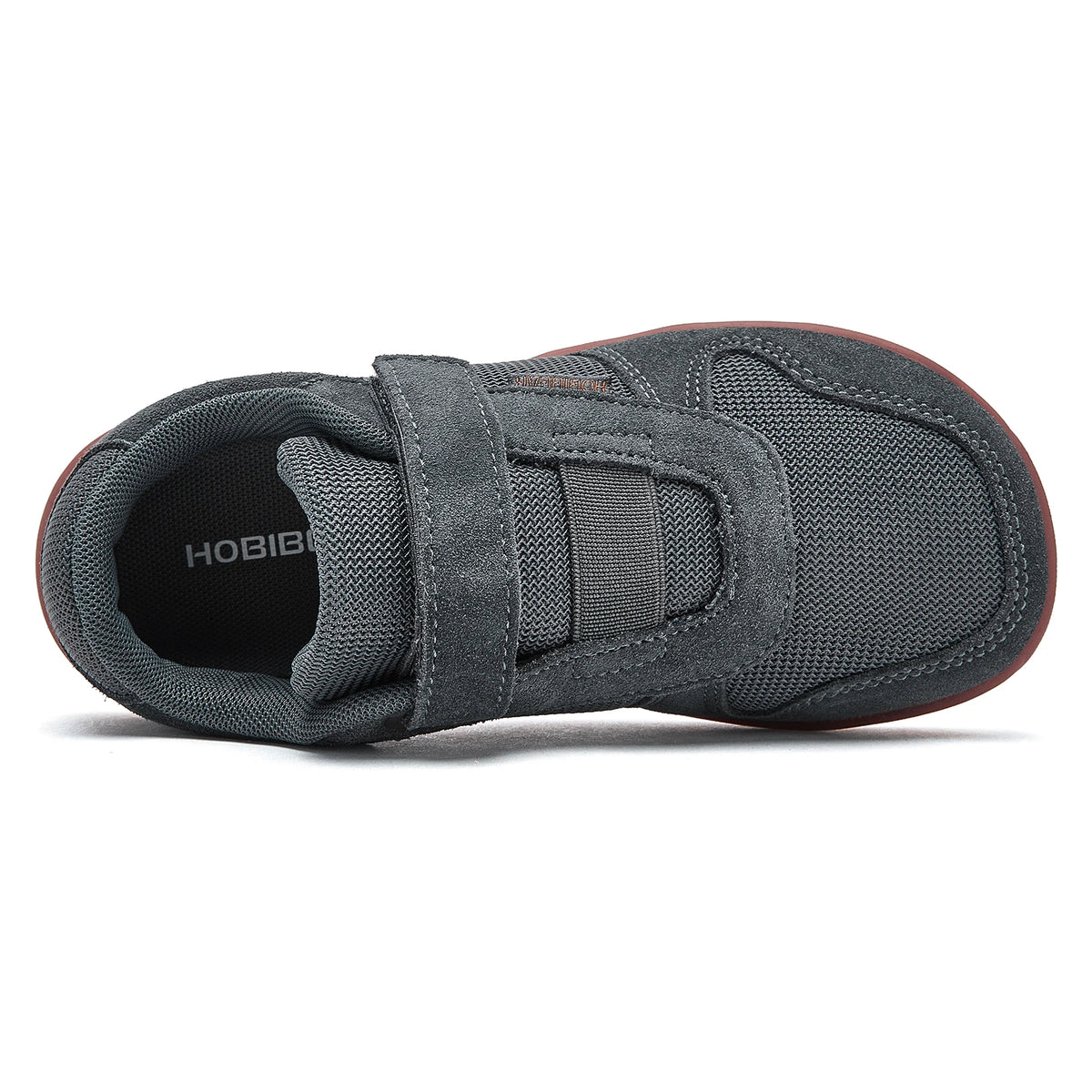 Kids Zero-Drop Barefoot Sneakers by HOBIBEAR with Wide Toe Box, Hook-and-Loop Strap, Mesh Upper and Artificial Leather Toe for Lightweight Everyday Wear
