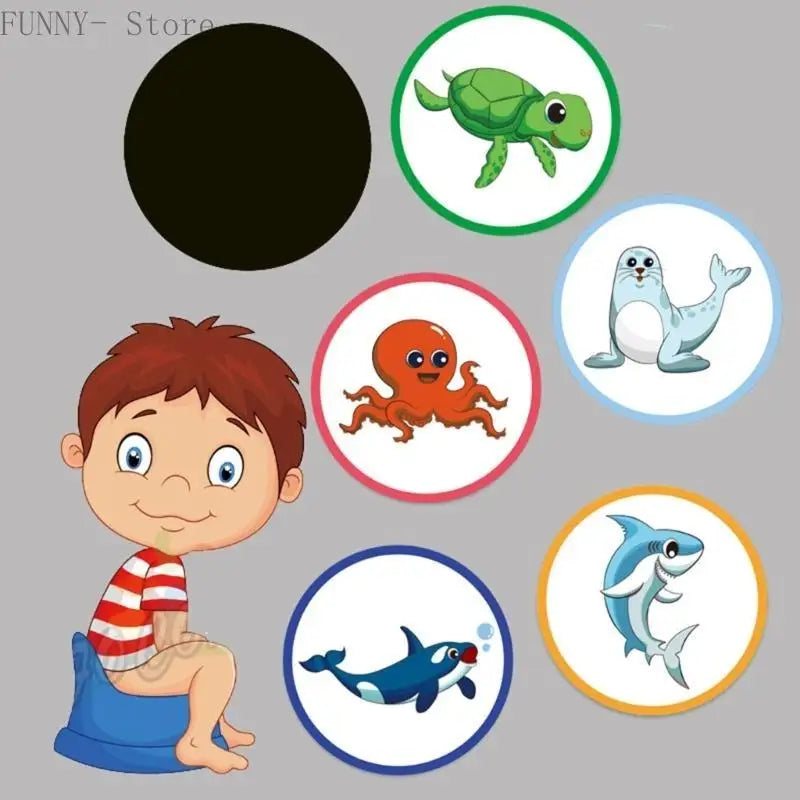 Potty Training Target Stickers with Temperature-Sensitive Color Reveal, Reusable Toilet Decals in Animal, Marine, Insect and Fairy Theme Options