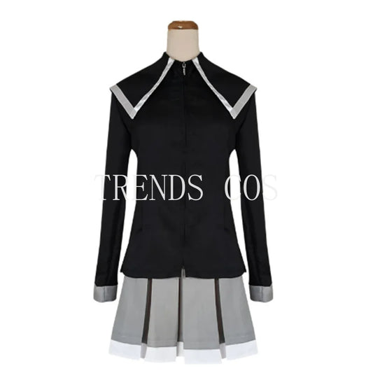 Akemi Homura Cosplay Uniform with White Coat, Gray Skirt, Purple Bows and Stockings, Anime Character Outfit for Halloween and Convention Events