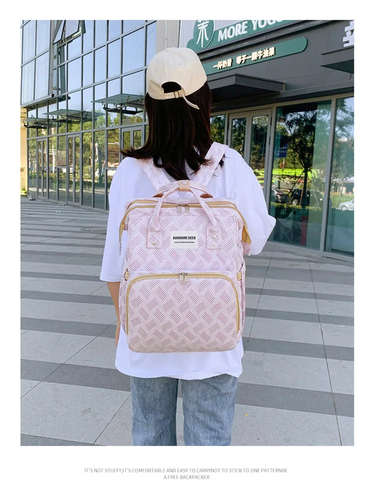 Convertible Diaper Bag Backpack with Fold-Out Changing Area and Stroller Hooks, 30 x 20 x 40 cm Baby Essentials Organizer for Parents