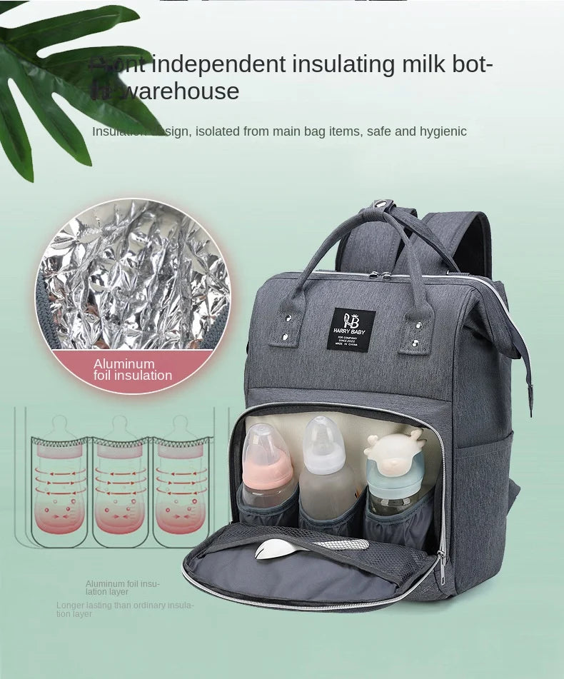 Diaper Backpack with Front Bottle Organizer and Carry Handles, Zippered Baby Essentials Bag in Five Colors for Parents and Everyday Outings