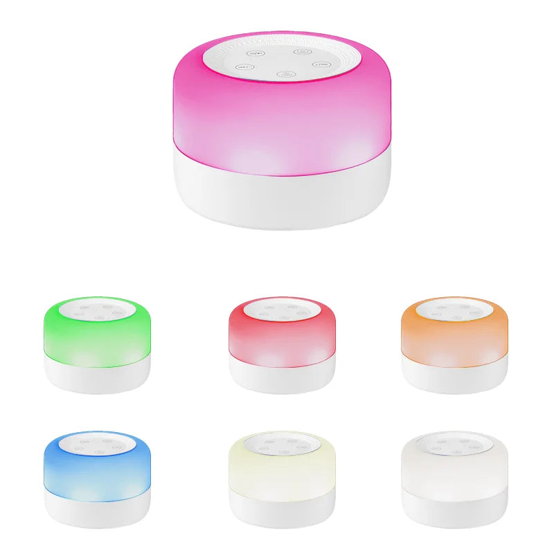 Color Light White Noise Machine with 7 Light Effects and 12 Sounds, 2000mAh Rechargeable Battery, Compact Sound Device for Nursery and Travel