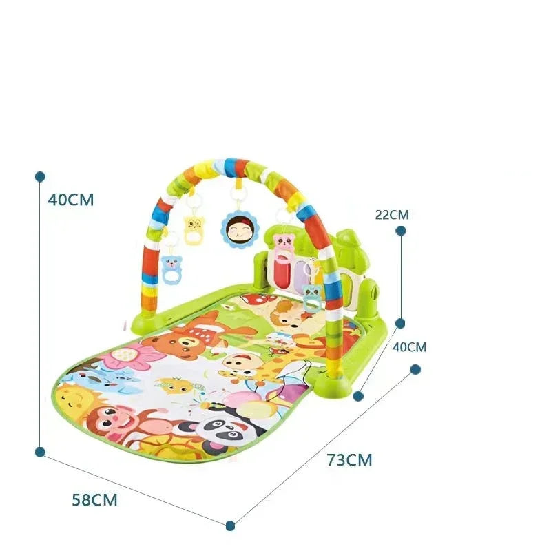 Baby Kick Piano Play Mat with Hanging Animal Toys and Illustrated Activity Surface, Multiple Model Designs for Supervised Tummy Time and Reaching