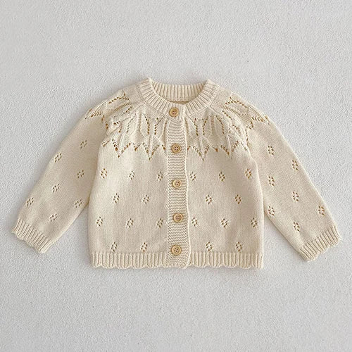 Baby Girl Knit Cardigan Sweaters with Long Sleeves, Korean-Style Infant and Toddler Layering Coats in Multiple Designs, Sizes 3M to 3T