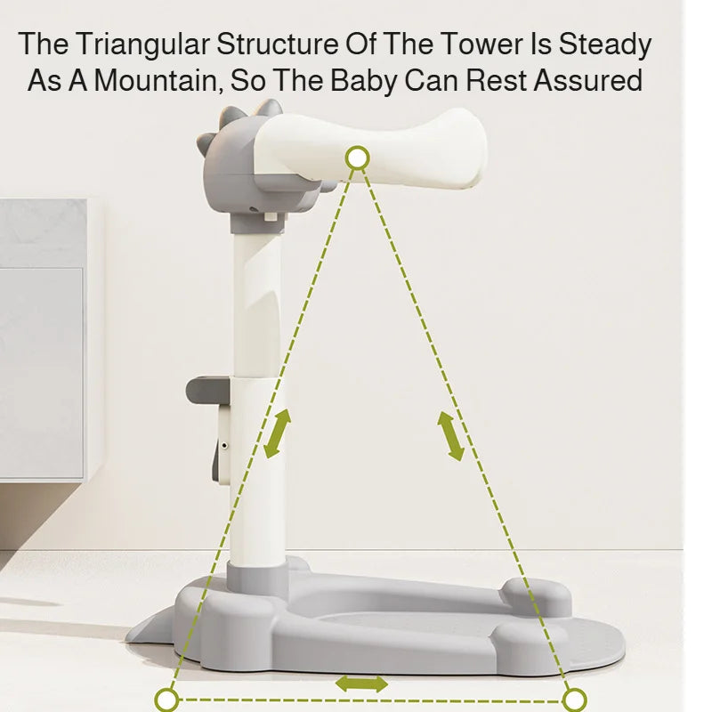 Adjustable Kids Shower Stand with Wraparound Support, Textured Base and Showerhead Holder, Gray or Brown Options for Adult-Supervised Bathing