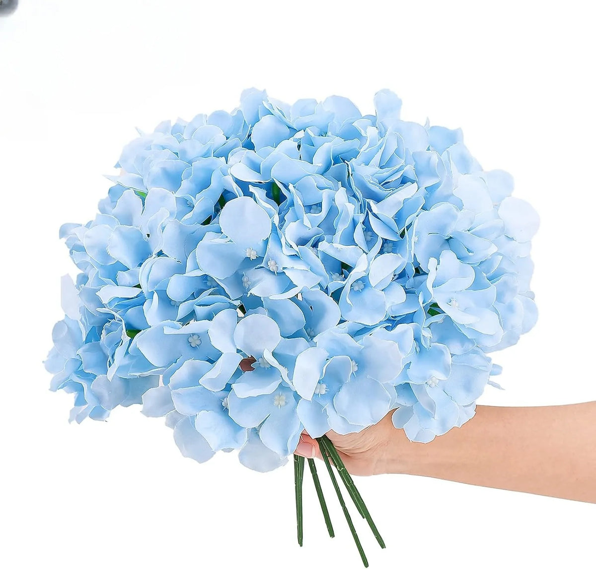 Silk Hydrangea Flower Heads, 25-Piece Artificial Flowers with Flexible Stems for DIY Wedding Centerpieces, Baby Shower and Home Party Decor
