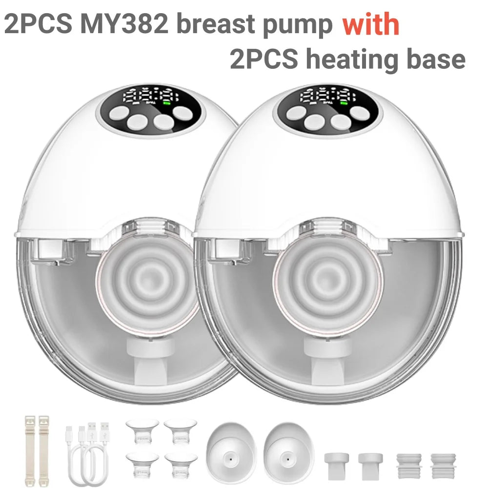 MAOYYE Hands-Free Breast Pump MY382, Wearable Electric Pump with 4 Modes, 12 Levels and Flange Adapters, Pink or White Single and Double Options