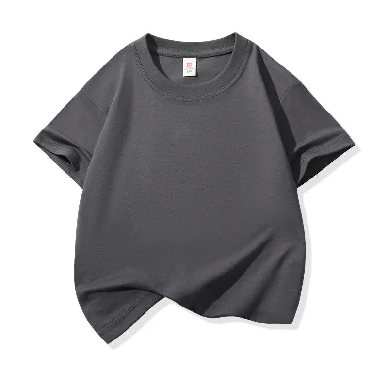 Kids Solid Color Cotton T-Shirt, 180gsm Short Sleeve Crewneck Basic Tee for Boys and Girls in 18 Colors for Summer and Everyday Casual Outfits