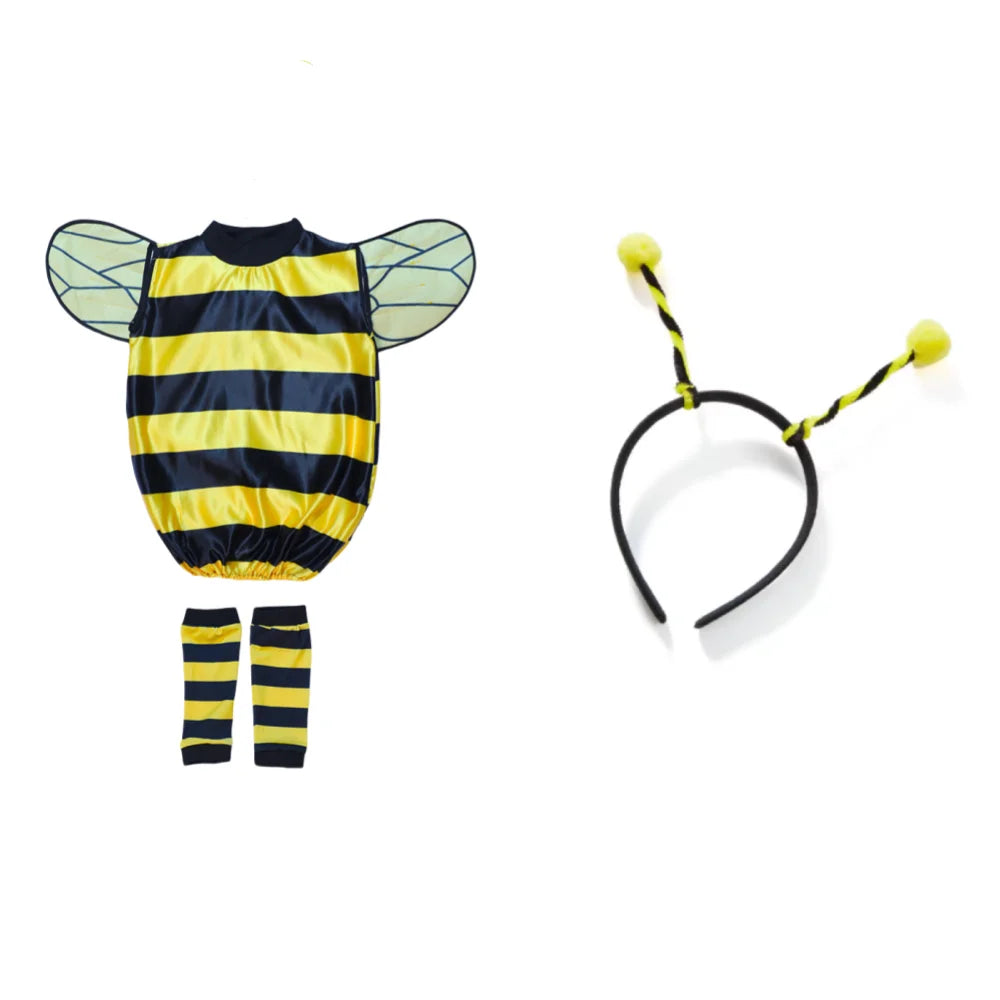Kids Bee Costume Set with Headband for Halloween, School Performances and Insect-Themed Dress-Up, Size Options for Heights 90–160 cm