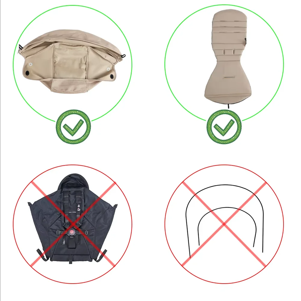 Stroller Canopy and Seat Cushion Kit with Mesh, Replacement Fabric Set Compatible with YOYO and YOYO+ for Everyday Outings, Multiple Colors