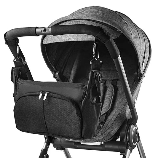 Stroller Diaper Organizer Bag Compatible with Doona, Black Portable Baby Essentials Storage with Zippered Front Pocket for Outings