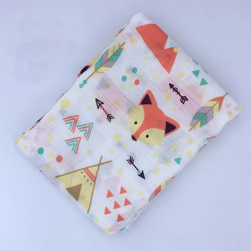 Printed Cotton Muslin Receiving Blanket for Babies with Space, Animal and Floral Designs, Approx. 120 x 120 cm Square Wrap with Smaller Mountain Option