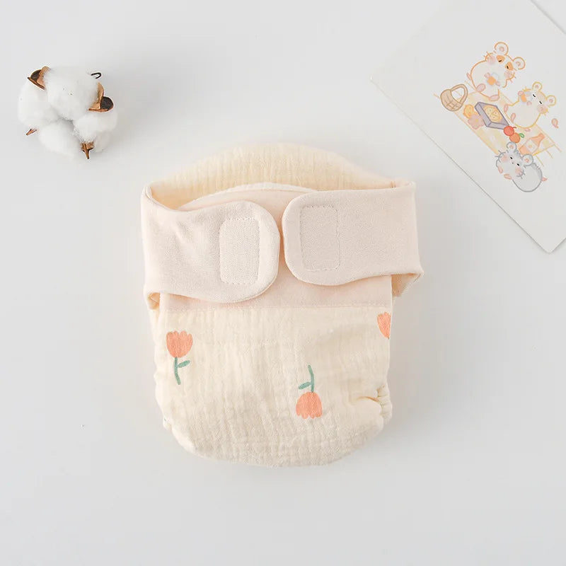 Baby Wrap Cloth Diaper with Adjustable Waist Tabs, Reusable Cotton Nappy in Animal and Rainbow Prints, Single-Piece Infant Changing Essential