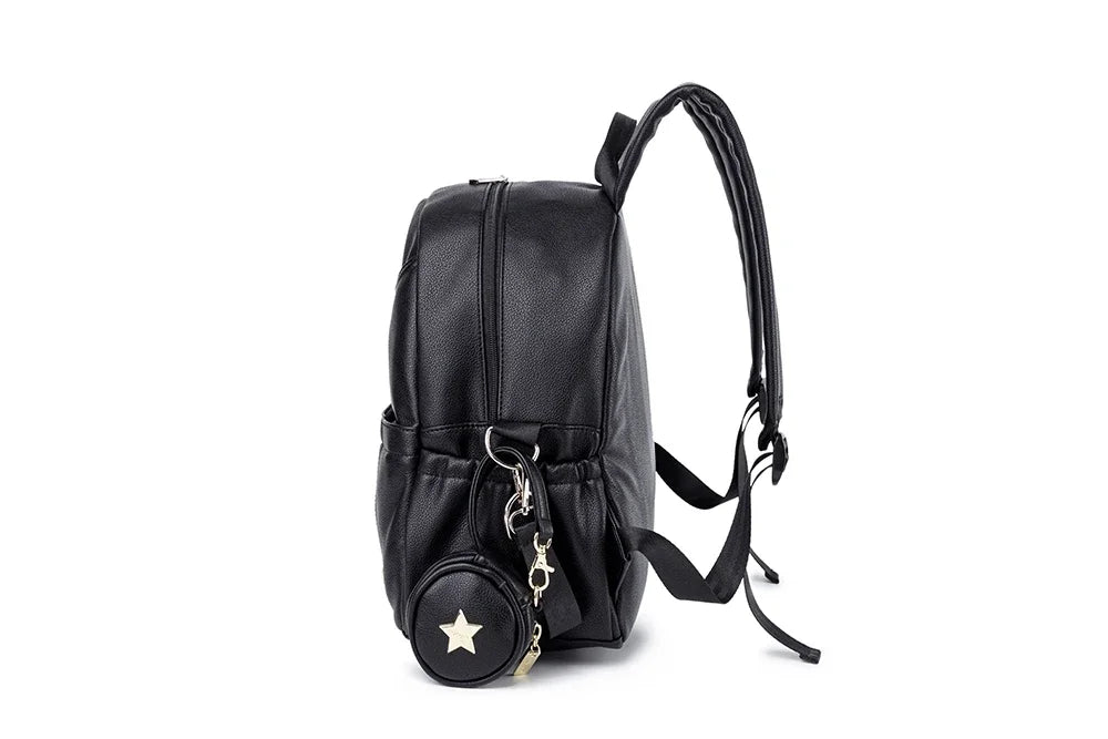 PU Diaper Bag Backpack with Zippered Storage and Front Pockets, 34 x 14 x 32 cm Baby Essentials Organizer for Parents and Everyday Outings