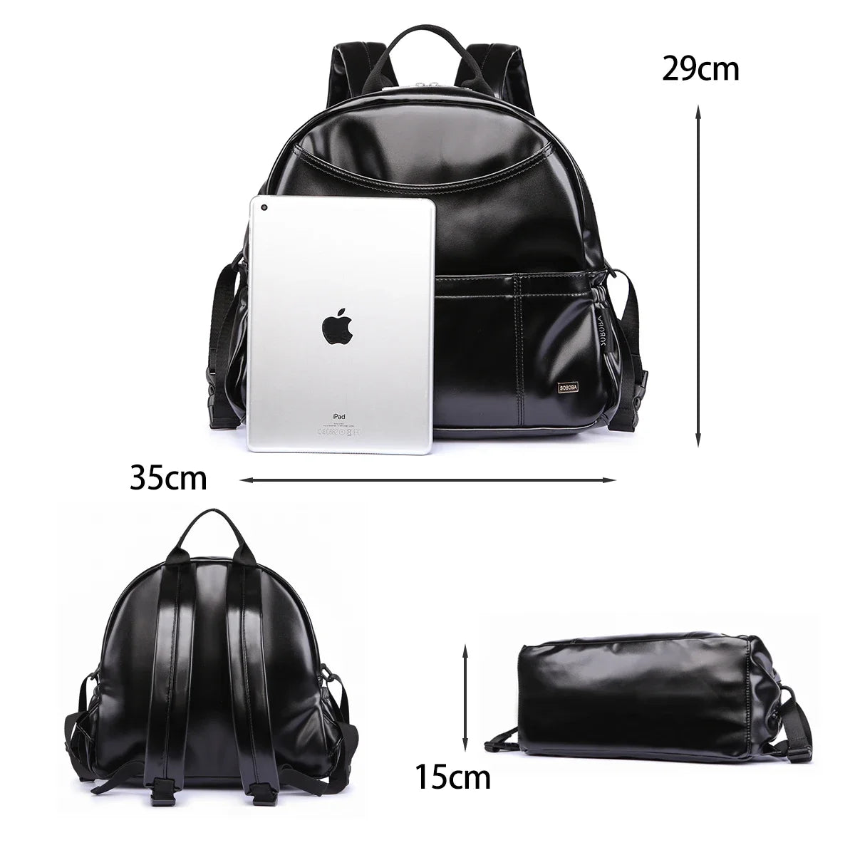 PU Diaper Bag Backpack with Zippered Storage and Front Pockets, 34 x 14 x 32 cm Baby Essentials Organizer for Parents and Everyday Outings