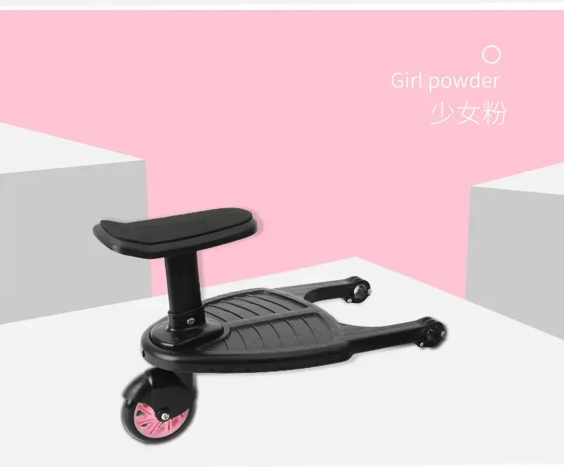 Stroller Ride-On Board with Detachable Seat, Sit or Stand Platform for a Second Child Ages 3-7, Single or Double Wheel Color Options