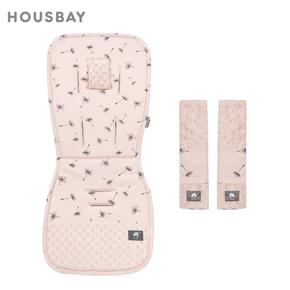 Stroller Liner and Harness Cover Set, Soft Printed Seat Cushion with Matching Strap Pads and Textured Panels in Five Decorative Print Options