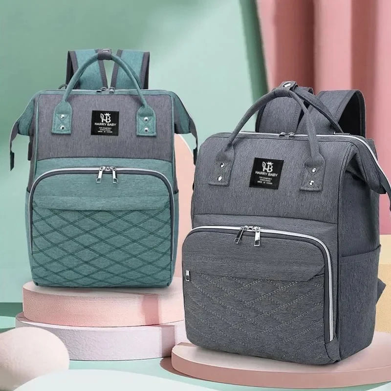 Diaper Backpack with Front Bottle Organizer and Carry Handles, Zippered Baby Essentials Bag in Five Colors for Parents and Everyday Outings