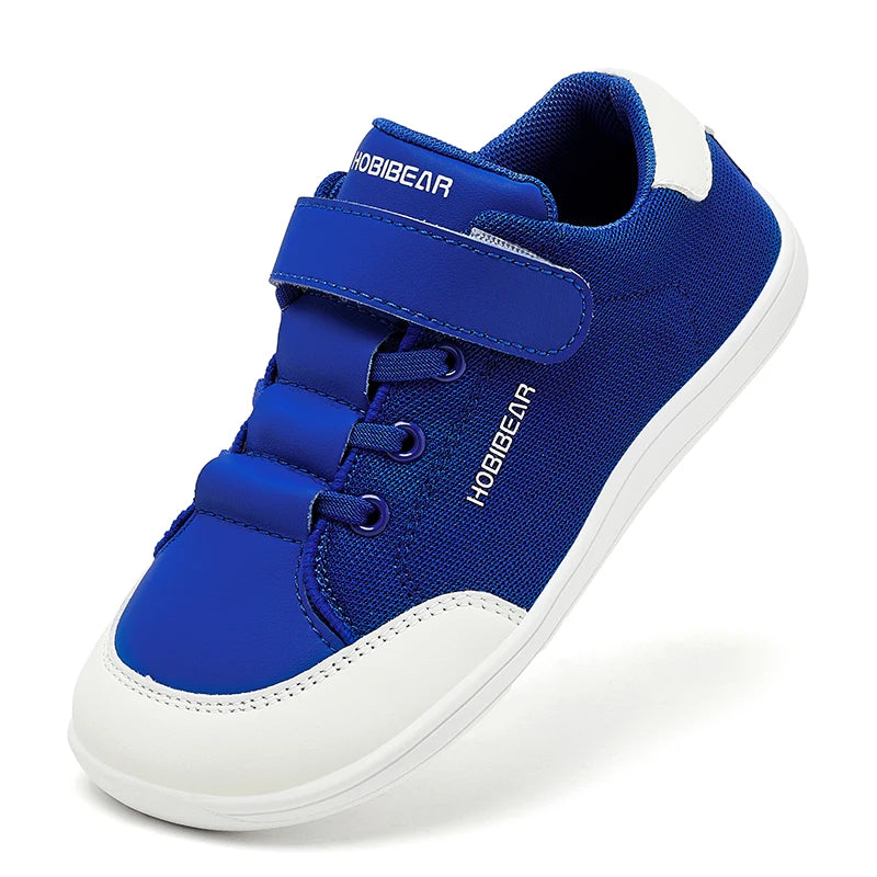 Kids Colorblock Barefoot Sneakers by HOBIBEAR with Breathable Mesh, Wide Toe Box, Zero-Drop Design and Easy Strap for Everyday Walking