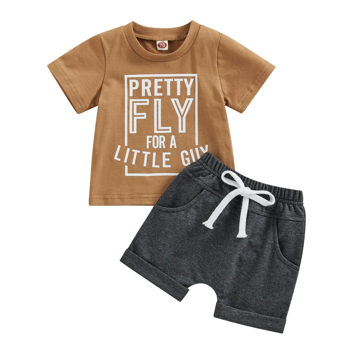 Baby Boys Graphic Shorts Set with Pretty Fly for a Little Guy T-Shirt and Elastic Waist Shorts, Cotton Blend Summer Outfit, Sizes 6M-3T