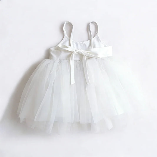 Cross-Back Baby Girl Tutu Dress with Sleeveless Straps and Full Skirt for Summer Birthdays, Family Photos and Toddler Parties, Sizes 6-12M to 4T