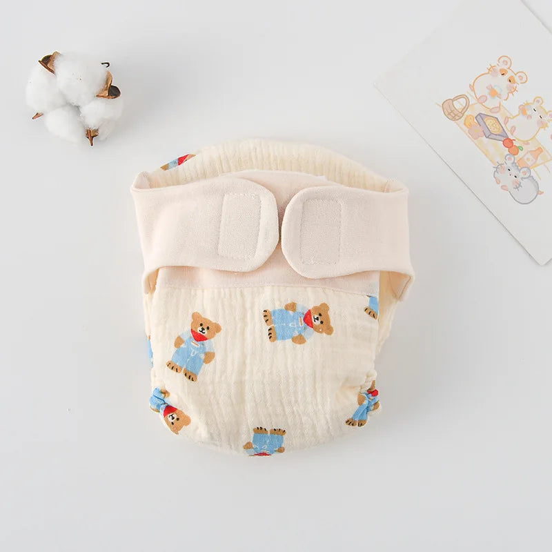 Baby Wrap Cloth Diaper with Adjustable Waist Tabs, Reusable Cotton Nappy in Animal and Rainbow Prints, Single-Piece Infant Changing Essential