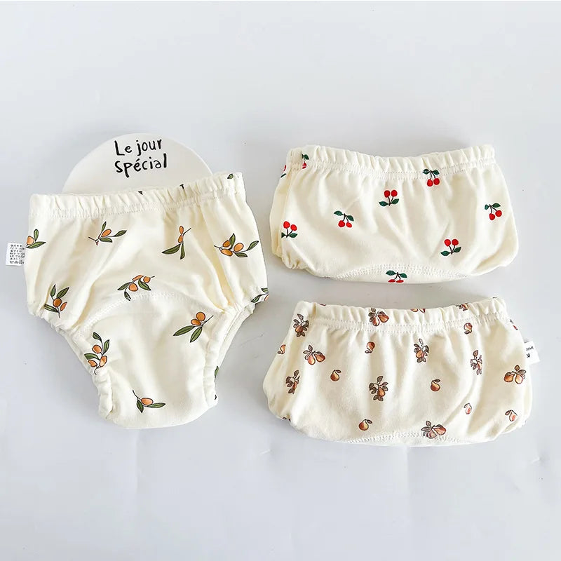 Toddler Potty Training Pants 3-Pack, 6-Layer Washable Cotton Learning Underwear with Elastic Waist and TPU Layer in 8–18 kg Size Options