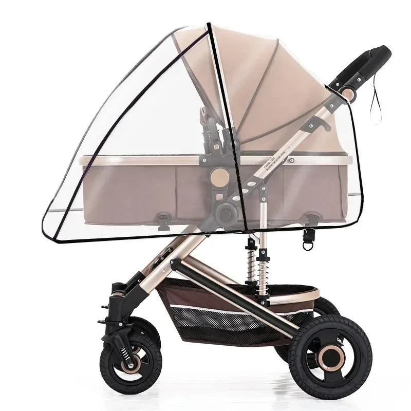 Transparent Stroller Rain Cover with PVC or Zippered EVA Options, Clear Pram Weather Shield with Ventilation Holes for Rainy-Day Family Outings