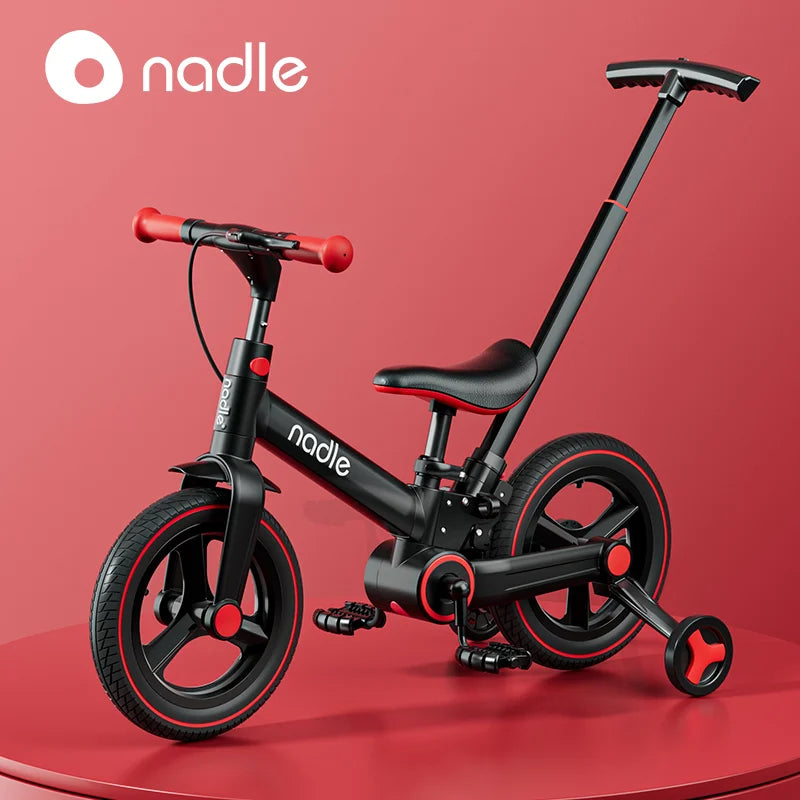 Toddler Balance Bike 4-in-1 with Training Wheels and Parent Push Handle, Lightweight Foldable Kids Bicycle for Boys and Girls Ages 2ā6