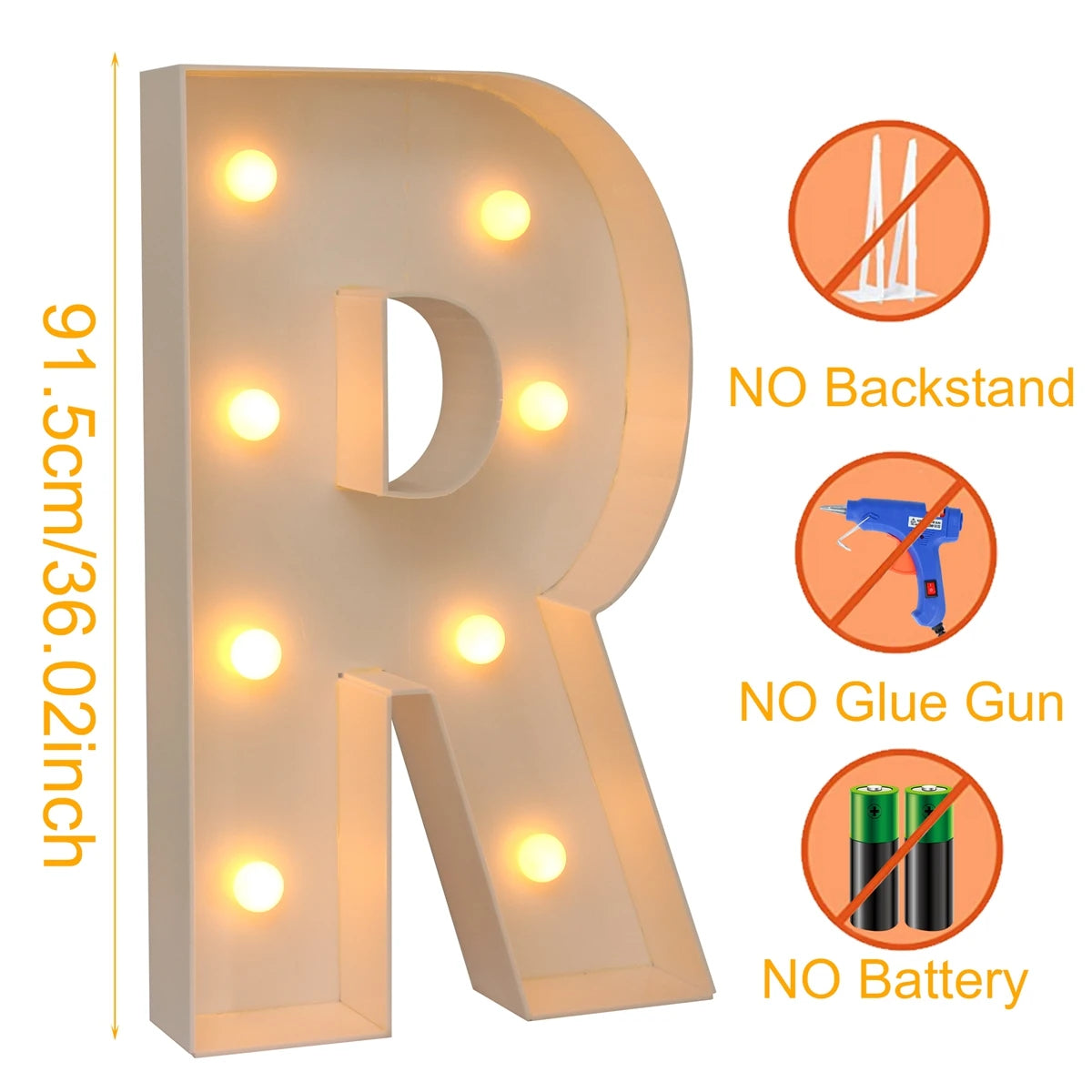 Giant Marquee Letter Frame Box, 91.5cm LED Light-Style Alphabet Display for DIY Names, Baby Showers, First Birthdays and Wedding Party Decor