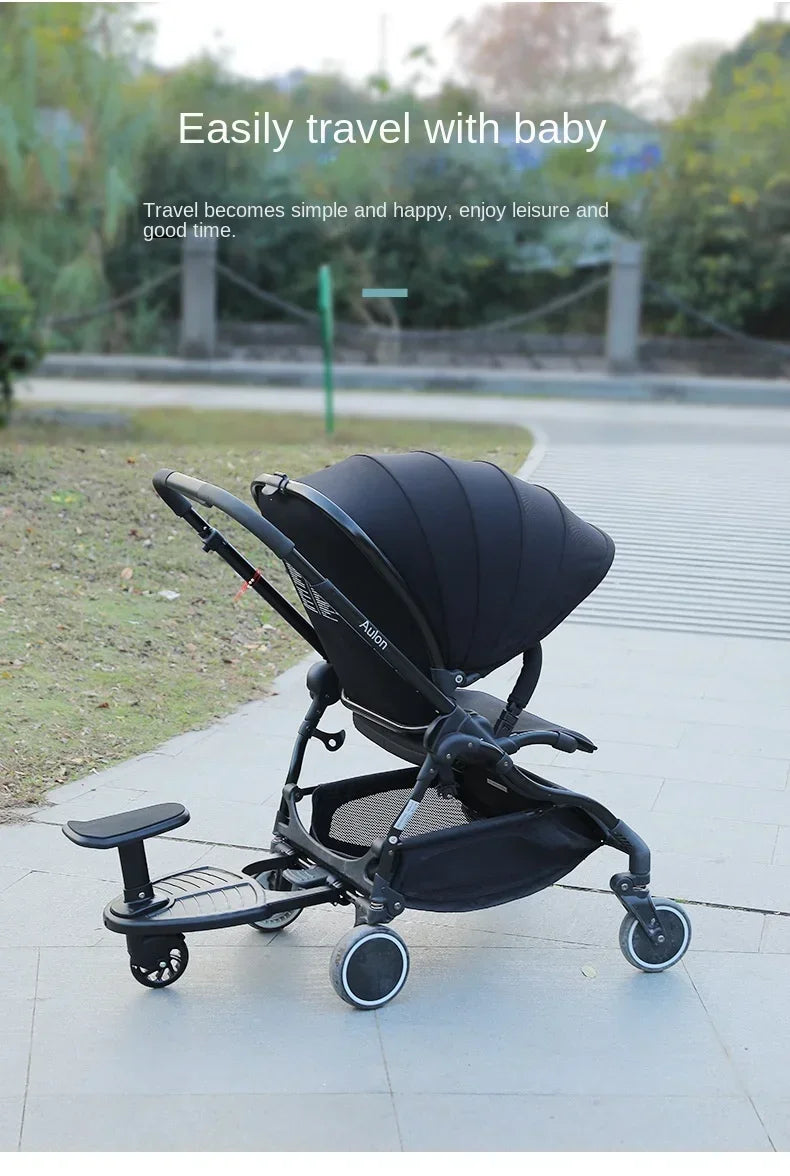 Stroller Ride-On Board with Detachable Seat, Sit or Stand Platform for a Second Child Ages 3-7, Single or Double Wheel Color Options