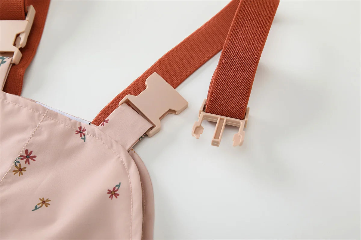 Kids Waterproof Rain Overalls by HONEYKING, Printed Bib Pants with Buckle Shoulder Straps and Elastic Cuffs for Boys and Girls Outdoor Play