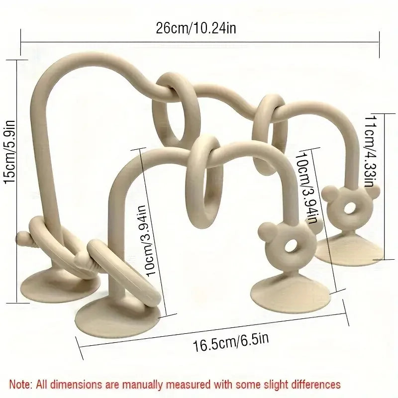 Silicone Suction Bead Toy with Curved Track and Sliding Rings, Colorful Tabletop Activity for Supervised Grasping and Visual Exploration