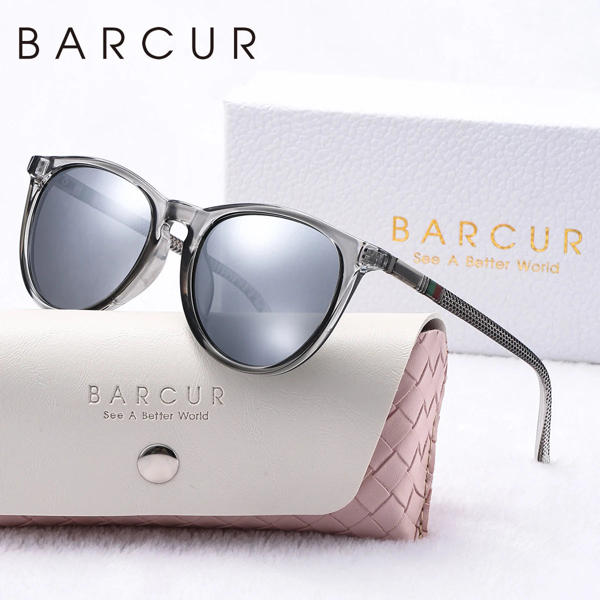 Women's Round Polarized Sunglasses by BARCUR, Lightweight PC Frame with Retro-Inspired Style and Eight Color Options for Travel and Everyday Outings