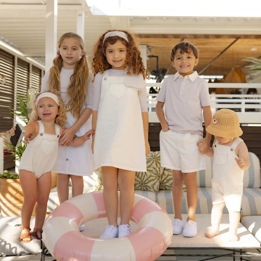 White Denim Kids Outfits, Cotton Jumpers, Skirts, Shirts and Baby Romper Options for Boys and Girls, Coordinated Family Photo Clothing