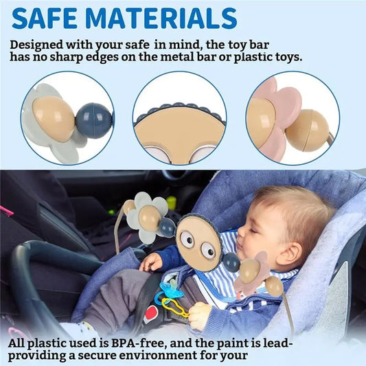 Baby Bouncer Toy Bar with Spinning Googly-Eye Toys and Chiming Balls, Colorful Sensory Play Arch Accessory for Compatible Baby Bouncer Seats