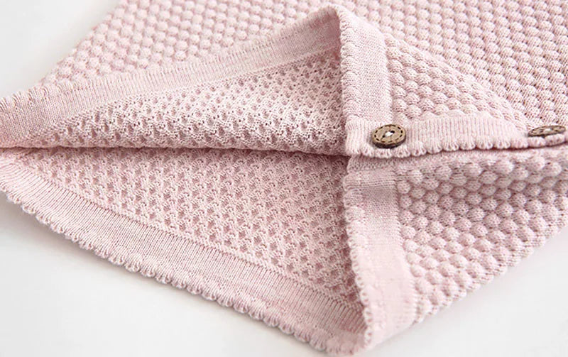 Baby Cotton Knit Sweater Set with Side Buttons and Matching Pants, Textured Two-Piece Outfit for Boys and Girls, Newborn to Toddler Sizes