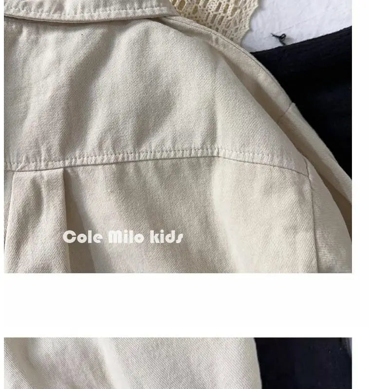 Baby and Toddler Collared Button-Up Shirt with Long Sleeves and Chest Pocket, Beige or Brown Unisex Casual Top for Spring and Fall Family Outfits