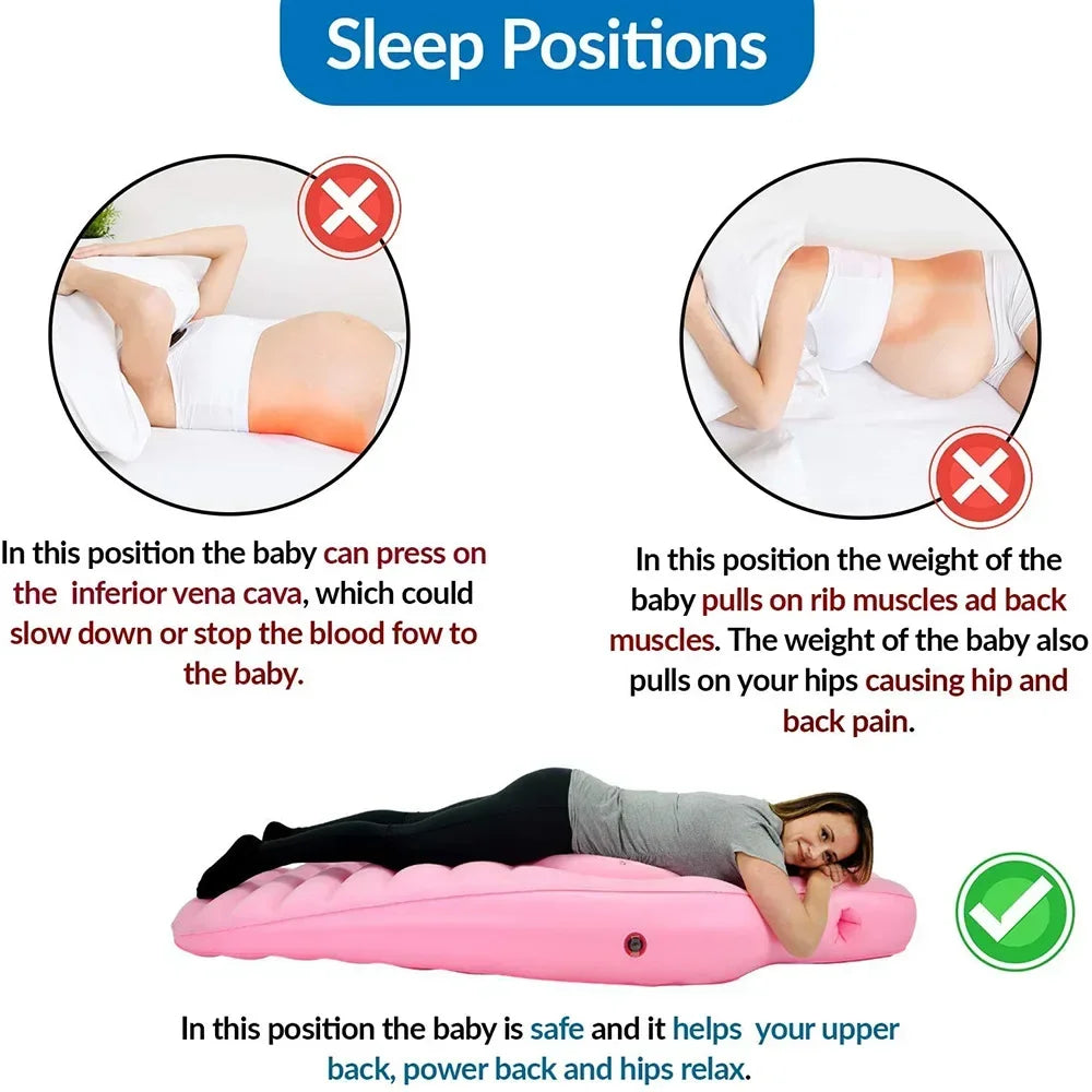 Inflatable Maternity Rest Mat with Belly Opening, Flocked PVC Pregnancy Body Pillow, 170 x 65 x 22 cm Foldable Cushion for Expecting Moms