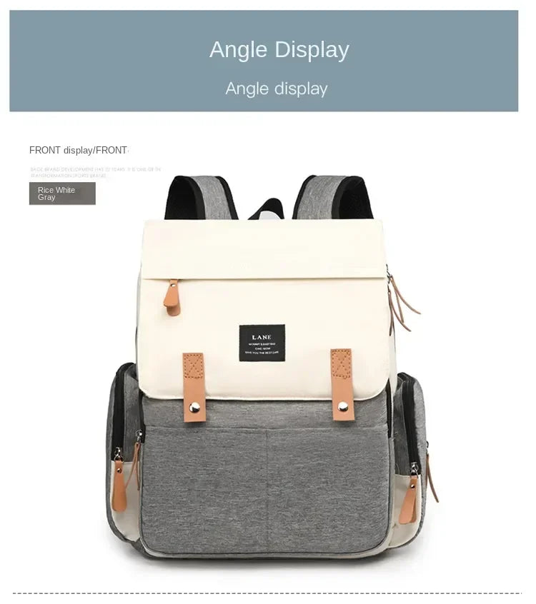 Flap-Top Diaper Backpack with Front Storage Pockets, Two Stroller Hooks and 53 x 34 cm Changing Mat for Baby Essentials and Everyday Parent Outings
