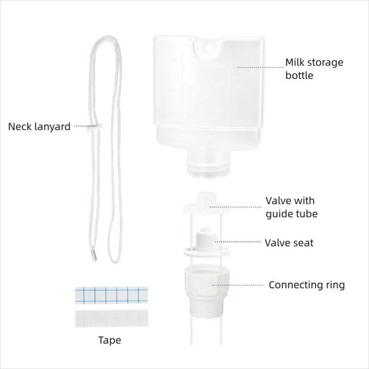 Supplemental Nursing System with Milk Collection Bottle and Feeding Tube, Polypropylene Breastfeeding Aid Kit for Assisted Feeding Routines