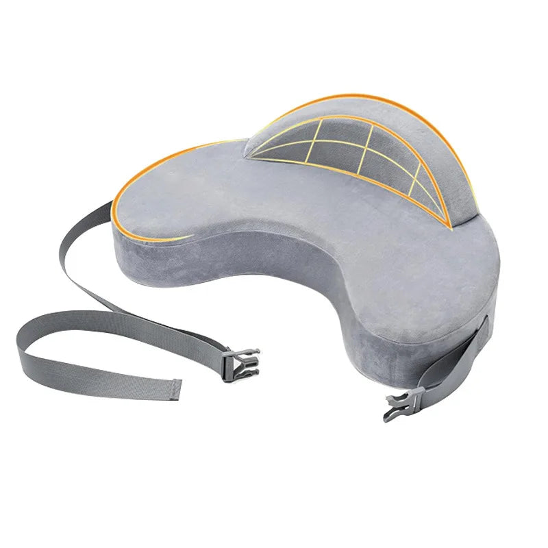 Memory Foam Nursing Pillow with Adjustable Waist Strap and Removable Cover, 22.6 x 14.5 Inch Support Cushion for Supervised Baby Feeding