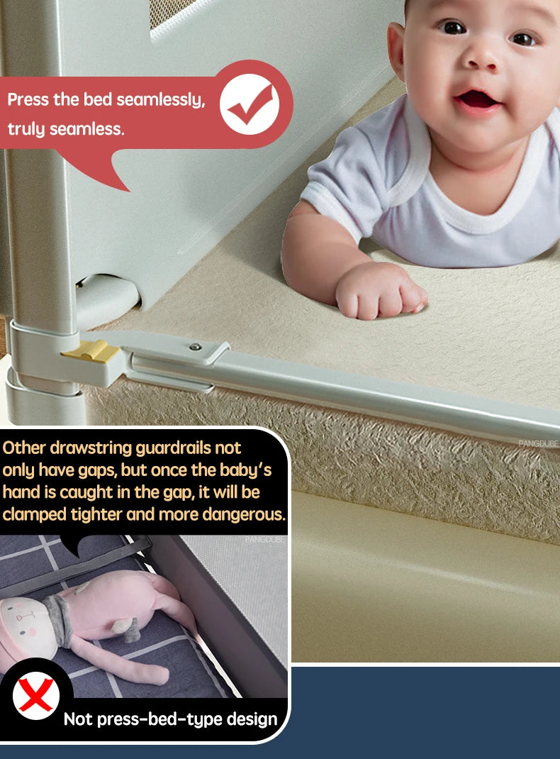 Height Adjustable Bed Rail by PANGDUBE, Single Mesh Guard Panel with Lift Mechanism, Removable Washable Fabric and Eight Length Options
