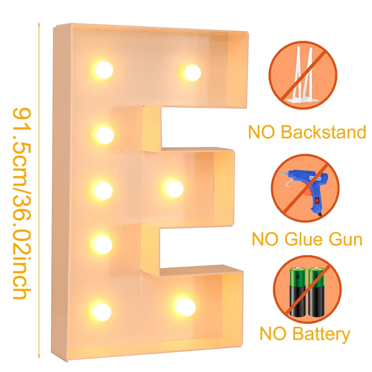 Giant Marquee Letter Frame Box, 91.5cm LED Light-Style Alphabet Display for DIY Names, Baby Showers, First Birthdays and Wedding Party Decor