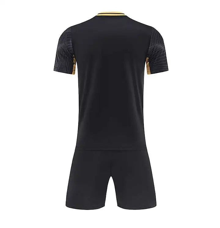 Kids Soccer Training Outfit with Short Sleeve V-Neck Jersey and Shorts, Contrast Trim Sports Clothing Set for Boys and Girls, Youth and Adult Sizes