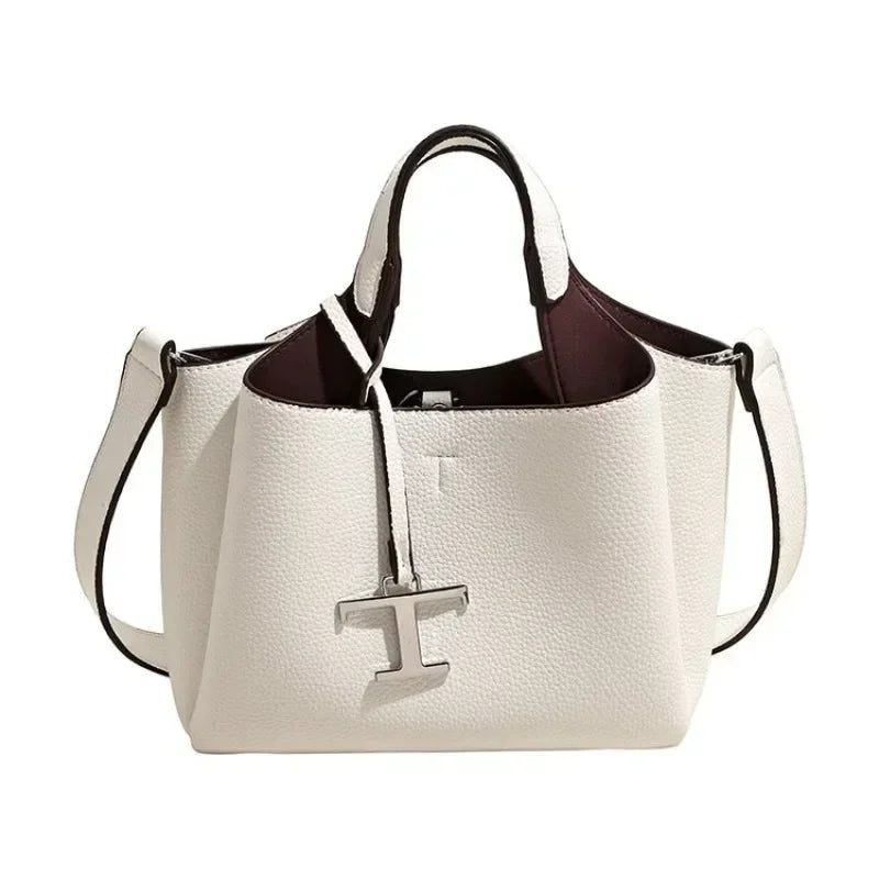 Diaper Tote Bag with Leather-Look Finish, Top Handles and Long Shoulder Strap, Vintage-Style Baby Essentials Handbag for Moms and Everyday Outings