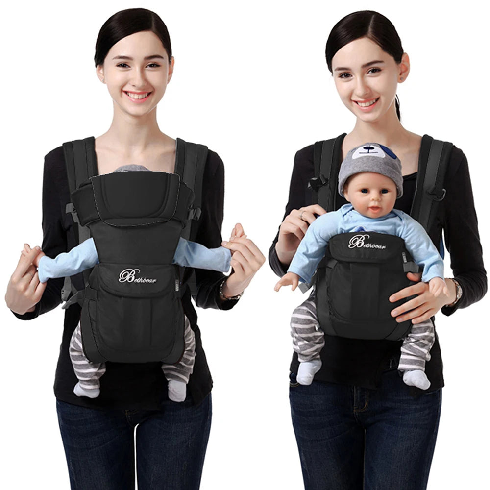4-in-1 Baby Carrier with Adjustable Shoulder Straps and Buckle Fastenings, Structured Babywearing Carrier in Four Colors for Family Outings