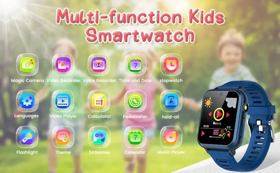 Kids Learning Smartwatch with 24 Games, Selfie Camera, 100 Learning Cards, 10 Audio Stories and Habit Alarms for Boys and Girls Ages 4–12