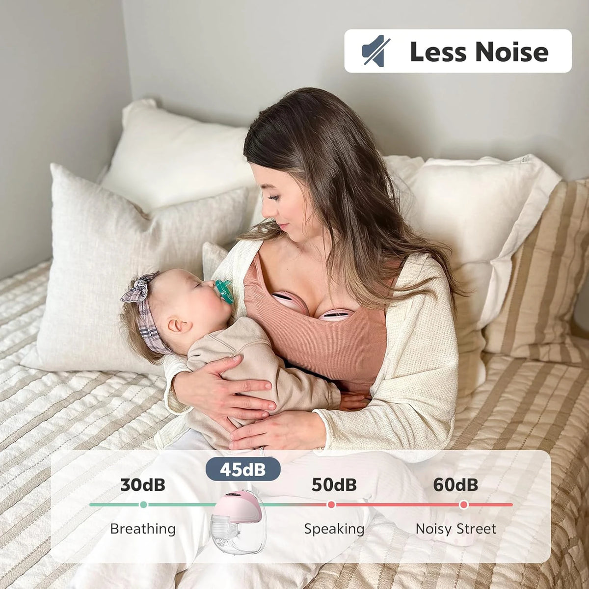 Wearable Breast Pump with 12 Suction Levels, BornBL S21 Hands-Free Electric Design with 3 Modes, USB-C Charging and 24 mm or 27 mm Options
